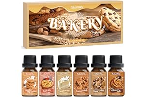 SALKING Pâtisserie Huiles Essentielles pour Diffuseurs 6x10ml, Biscuits aux pépites de chocolat, tarte aux pommes, brioches à la cannelle, gâteau à la vanille, Snickerdoodle, biscuit au sucre