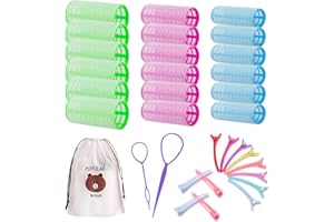 PFLYPF Rizador de pelo de 18 piezas con 12 clips de pico de pato, 2 bandejas para el cabello y 1 bolsa de almacenamiento, rulos para hacer uno mismo, rodillo pegajoso, sin fugas de calor