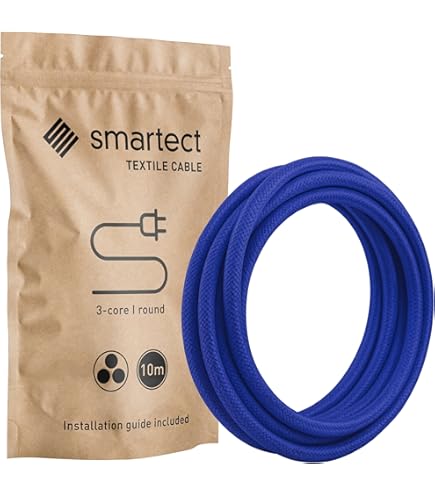 smartect Textielkabel voor Lampen in Wit, 10 Meter Stroomkabel van Textiel, 3-Aderige (3 x 0,75mm²) Met Stof beklede Lampenkabel voor Doe-Het- Zelfprojecten