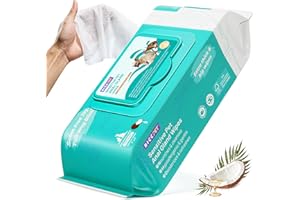 HICC PET Wipes for Dogs and Cats, Cleansing Deodorizing & Soothing Allergy Infections Rear-End Dog Wipes with Coconut Oil, Hypoallergenic for Grooming Paws, Body and Bums, Fragrance Free