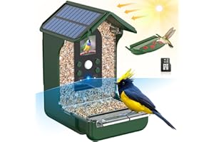 Cozion Mangiatoia per uccelli con telecamera, Mangiatoia solare ricaricabile, 1080P HD registrazioni di uccelli, video e foto automatiche, casetta da giardino per amanti degli uccelli