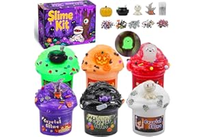 MJUTHY 6 Stück Schleim Kinder - Halloween Slime Leuchtend Set Zum Selbermachen, Slimy Butter Cloud Fluffy Schleim Kit für Mädchen & Jungen Party Geschenk Geburtstag Weihnachten 70ML