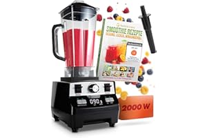 ‎NUTRILOVERS NUTRI-BLENDER MAX Hochleistungsmixer 2000W Standmixer Smoothie Hochleistung Smoothie-Maker Profi Mixer Blender - 2L Tritan, BPA-FREI, 9 Stufen, Digital-Timer Inkl. Smoothie Rezeptbuch