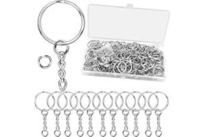 DIDILOR 80PCS Key Chain Rings and 80PCS Open Jump Rings Metal Splits Key Ring Hoops (25mm) for DIY Crafts, Jewelry Making, Keyring Making