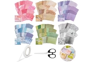 Annickee 600 Feuilles de Papier de Scrapbooking Vintage, 8x8cm Scrapbooking Papier avec des Ciseaux/Ruban Adhésif, Décoratif Scrapbook, Fournitures de Journal pour Carnet, DIY Album, Artisanat