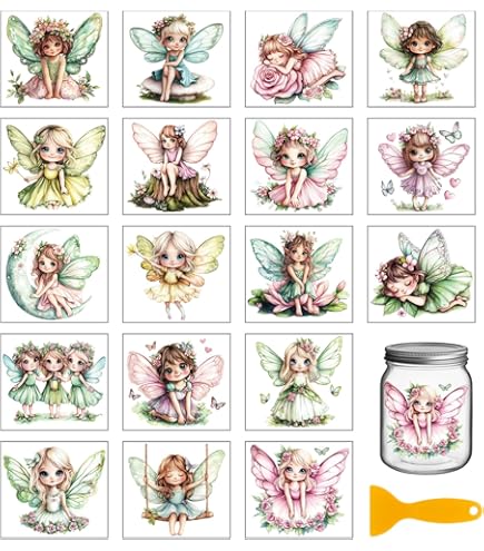 Arricraft 10 Autocollant De Transfert De Tasse Fantasy UV DTF 10 Style De Papier Transfert Coloré à Motif De Papillons Et De Fleurs Autocollants à Frotter En PVC Imperméables Pour Tasse Verre