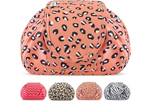Vavabox Lazy Drawstring Makeup Bags, Large Capacity Waterproof Travel Portable Cosmetic Bag Pouch Makeup Pouch Storage Organiser for Women Girl (Pink Leopard)