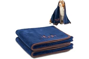 The Wagging Tailor Dog Towel XL 130cm x 70cm (600 GSM) - Luxury Microfibre Dog Towels for Drying Dogs Large & Small (Blue - 2 Pack)