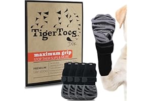 DOK TigerToes Premium Non-Slip Dog Socks for Hardwood Floors - Extra-Thick Grip That Works Even When Twisted - Prevents Licking, Slipping, and Great for Dog Paw Protection - Size Large
