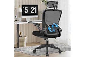 DoChair Ergonomiczne krzesło biurowe, krzesło biurowe z regulowanym zagłówkiem i podłokietnikami, oddychające wysokie oparcia, regulowane podparcie lędźwiowe czarne