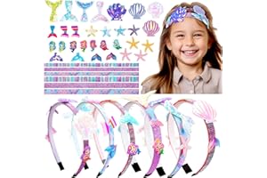 FULLOVE Cadeaux Fille de 5-12 Ans Kit Coiffure Enfant, Serre Tete Anniversaire Deco Cheveux Fille 5 6 7 Ans Activite Manuelle 8 9 10 Ans Fille Jouet Creatif Accessoire Cheveux Diadème Kit Coiffure