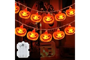 Dalugo Luci Halloween, 20LED Zucca Luci Alimentate a Batteria All'aperto Con 6h Timer, IP65 Impermeabile Stringa per Feste di Vigilia, Zombie Tema Parti