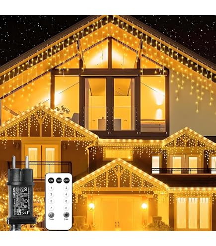 Eisregen-Lichterkette Mit Fernbedienung | 12m LED-Vorhangbeleuchtung In Warmweiß & Eisweiß