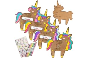 ILMFMY Einhorn Einladungskarten Kindergeburtstag Set – 20 nachhaltige Kraftpapier Karten mit märchenhaftem, liebevollem Design zum Ausfüllen & Verschenken – beschreibbare Einladungen für Kinderpartys