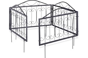 Relaxdays Goth Set of 4 Metal Garden Panels, Nostalgic Style, Yard Fence for Inserting, 33 x 56.5 cm, Blacks, 1.5x225x47 cm