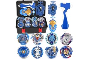 Baybledas Burst Toupies Burst Turbo avec Lanceurs 4D Combat Top Top Model Metal Masters Speed Top avec Rafale pour La Journée des Enfants, Pâques, Noël, Anniversaire Bleu