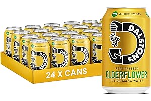 Dalston's Sparkling Elderflower Soda (24 x 330ml) - Real Pressed Elderflower & Sparkling Water - 46 Kcal - No Added Sugar - No Artificial Sweeteners - Healthy Alternative - Low Calorie - Vegan