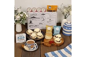 MARIELLE Cornish Afternoon Cream Tea Hamper – 4 Person Deluxe Cream Tea - Fresh Scones, Tea, Jam, Cornish Biscuts & Roddas Clotted Cream, Elegant Packaging Gift - Birthday, Anniversary & Special Occasions