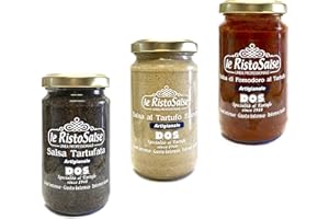 GENERICO CONFEZIONE RISPARMIO 3x190g Salsa tartufata, Salsa al Tartufo Bianco, Salsa di Pomodoro al Tartufo - PRODOTTI PROFESSIONALI Artigianali Tipici dell’Umbria - Specialità al Tartufo Italia