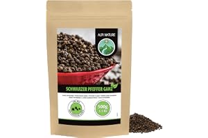 Svartpeppar hel, svarta pepparkorn 100% naturliga, naturligtvis utan tillsatser, vegan, svartpeppar (500 GR)
