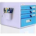 Serene Life Locking Drawer Cabinet Desk Organizer - Home Office Desktop File Storage Box w/ 4 Lock Drawers, Great for Filing & Organizing Paper Documents, Tools, Kids Craft Supplies - SLFCAB20