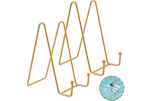 YiliYa Espositore in Metallo 2 Pezzi Cavalletto Piastra di Cavalletto in Ferro Ferro Supporto Cavalletto Decorativo per Libri Supporto per Esposizione Cornice per Quadri(Oro)