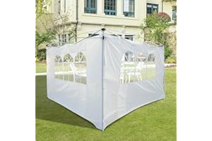 Outsunny 2 Paredes Parte Laterales para Carpa 2,95x2 m Lado Parasol de Gazebo Tela Oxford con Ventana Medidas Apto para 3x3 3x6 Blanco