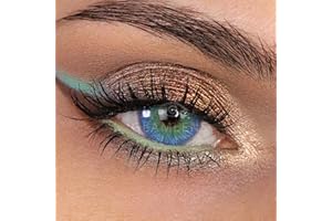 ‎GLAMLENS GLAMLENS Kontaktlinsen ohne Stärke Blaue farbige Monatslinsen Blau weiche Linsen soft Hydrogel 2 Stück Farblinsen + Linsenbehälter 0.0 Dioptrien natürliche Farben Serie Malaga Blue (blau)