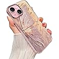 DIZORO Compatible with iPhone 15 Plus Case, Crystal Rosy Butterfly Wings Graphic Anti-Scratch Shockproof Protection Hard PC Back Cover Case for Women Girls- Rose Gold