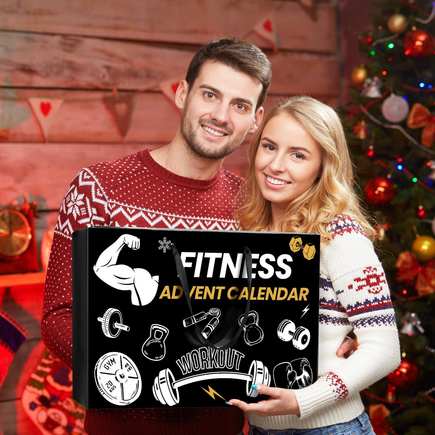 iZoeL Adviento Calendario Fitness Gear 2025 Hombres Mujeres Adolescentes Calendario Fitness Como Bandas Resistencia Elásticas Ayudas Tracción Guantes Cuerda Saltar (Schwarz)