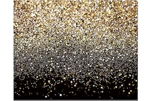 AIIKES 12x10FT Black and Gold Backdrop Gold Glitter Backdrop Birthday Party Decoration Background 11-547
