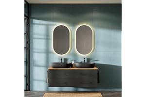 Planetmöbel LUX - Mobiletto da bagno, 140 cm, sospeso, senza lavabo, colore: oro quercia/antracite, WTU-1400GEAZ-PM