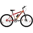Leader Sniper MTB 24t with Front Suspension and Disc Brake Single Speed for Men - Red/Black. Ideal for 10 + Years