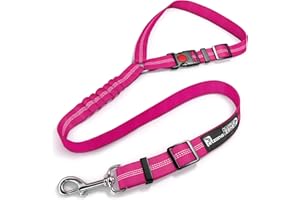 PETZANA Headrest Dog Car Seat Belt Adjustable with Elastic Bungee Buffer Durable Headrest Pet Seat Belt Dog Car Safety Harness Restraint (Pink)