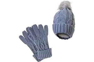 SOCKSMAD Ladies Heat Machine Thick Warm Winter Cable Knit Soft Thermal Hat & Gloves Set