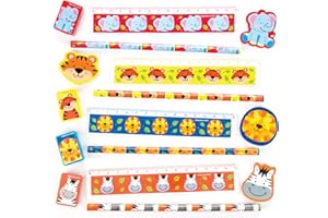 Baker Ross Kits de Fournitures de Bureau Animaux de la Jungle, 4 pièces - Parfaits pour Les Pochettes-Surprises des Enfants (Lot de 6)