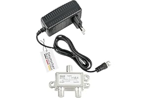 maxx.onLine Bloc d'alimentation 18 V 1,6 A avec fiche F & Power Insert, bloc d'alimentation universel DC pour commutateur multiple satellite et unicable de toutes sortes, alimentation LNB