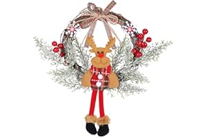 HALOVIE Corona de Navidad, Guirnaldas de Navidad 33 * 35cm para Puerta Colgante Artificial Decoraciones Navideñas Adorno de Navidad para Fiesta Regalo Ventana Pared Exterior