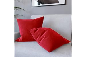 ARREDITALY Set di 2 Federe Per Cuscini In Velluto Morbido e Resistente Copricuscini Per Divano Poltrona Soggiorno Arredo Arredamento Casa Design Moderno Elegante Cerniera Invisibile (50 x 50 cm, Rosso Brillante)