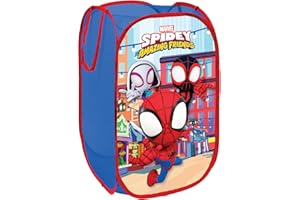Disney Officially Licensed Pop-Up Bin | Foldable Storage Design | Perfect for Organizing Children's Room, Kids Playroom (Disney Design) | 36 x 36 x 58 cm (Spidey and His Friends Design)