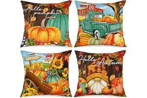 Benjia 40 x 40 jesienne poszewki na poduszki, zestaw 4 szt., dyniowe krasnale dekoracyjne świąteczne 40 x 16 cali jesienne poszewki na poduszki na Święto Dziękczynienia poszewka na poduszkę do