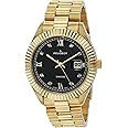 Peugeot 14K Gold Plated Diamond Luxury Dress Watch with Fluted Bezel and Calendar