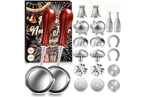 SYNERIX Zinngießen Silvester Spiele Set 2026-20 Zinngießen Set mit 18 Stück Zinn Giessen und 2 Löffeln, Gesunde Alternative Zum Bleigießen für Partyspiele Deko Silvester Geschenke Neujahrsgeschenke