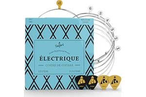 Belfort® Cordes de première qualité pour guitare électrique (lot de 6 cordes) VAINQUEUR DE TEST 2019* BONUS : Ebook gratuit + 4 plectres
