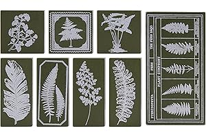 Bois Tampons, Lychii 8PCS Vintage Jeu de Timbres Joint en Caoutchouc avec Motifs de Feuilles de Fougère Timbres Montés pour Bricolage, Bullet Journal, Emballage Cadeau