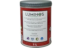 SOLRAC Luminos LUM1119 - SUNSET- Lasur al Agua basado en Biopolimeros. Protector Para Madera Exterior - Rojo Puesta de Sol 1L