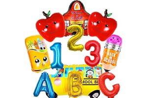 Radafoat 12Pcs Back to School Party Decorations Back to School Balloons School Bus Balloon Crayon Balloons Pencil Balloons First Day of School Balloons Back to School Foil Balloons