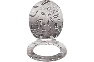 SINOBATH Abattant WC Couvercle WC en bois MDF motif imprimé sur 3 faces avec Frein de Chute pour Couvette en O Siège de Toilette