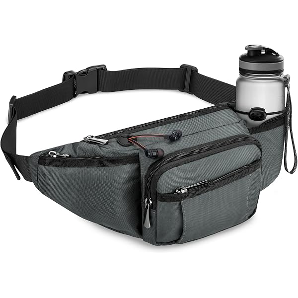 Marsupio Sportivo Nero Con Portabottiglie D'Acqua Pieghevole, Per Escursioni, Corsa, Viaggi, Passeggiate Con Il Cane, Unisex - 3