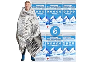 Seven Hamsters Foil Blanket Emergency Survival Equipment (6-Pack), Mylar Space Blankets for Camping, Hiking & First Aid Kit| Thermal Reflective Outdoor Safety Essentials